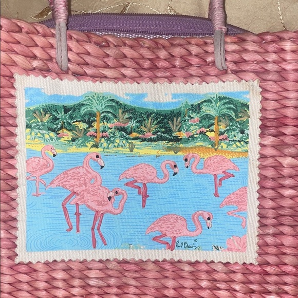 Chic Flamingo Pink Woven Tote Bag - Picture 2 of 6